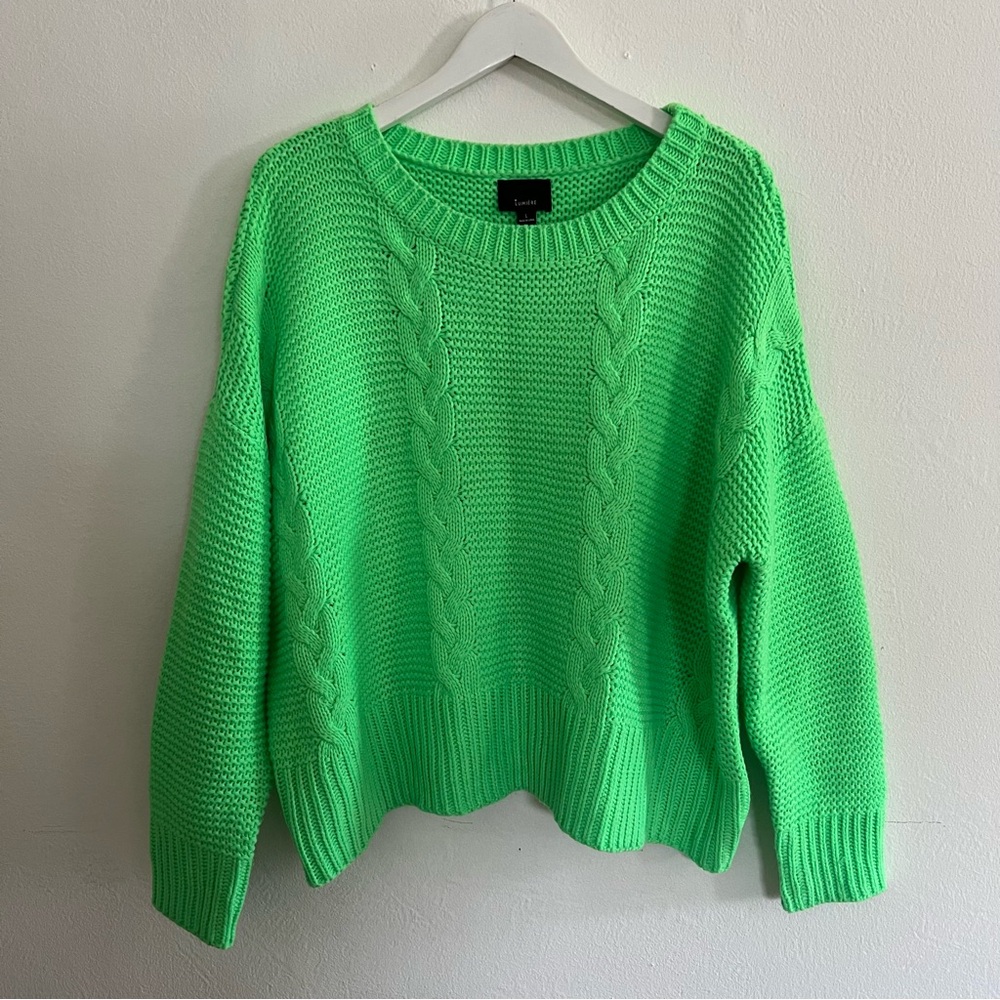 Lime Green Cable Knit Sweater